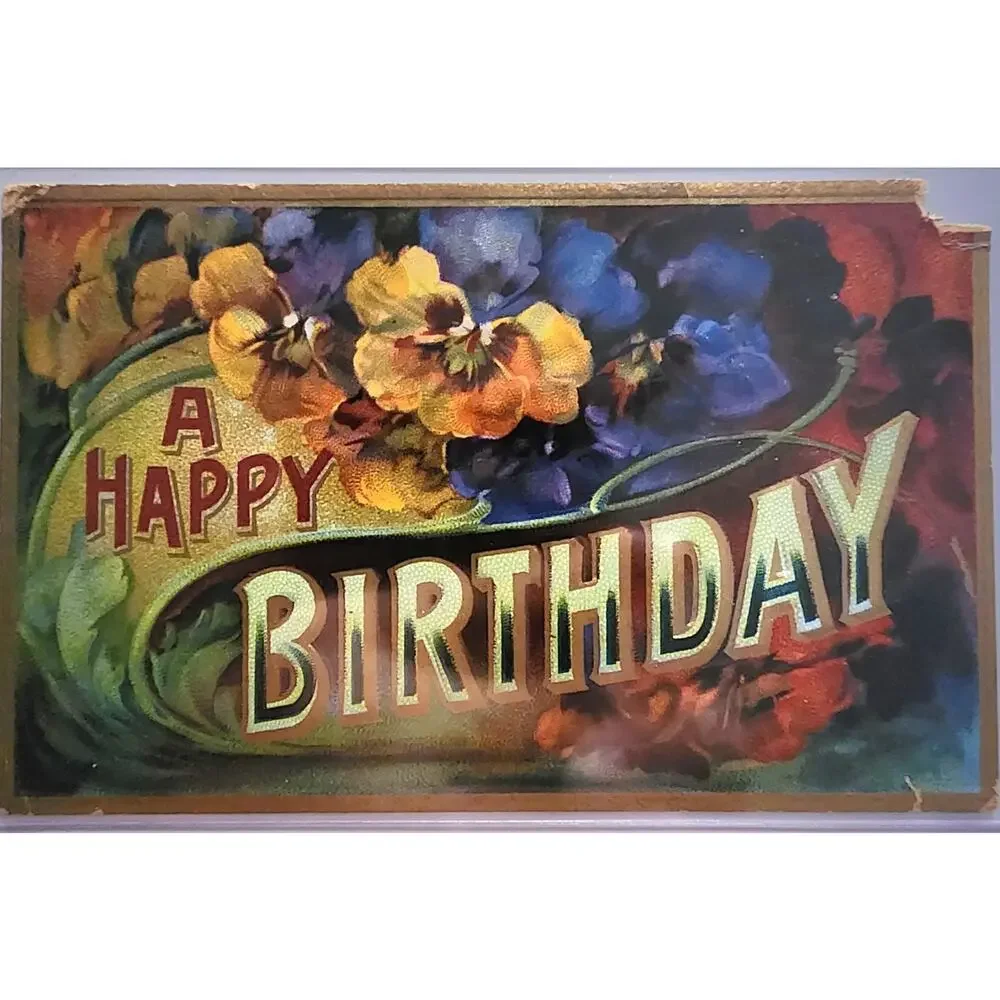 Lot Of Four Vintage Antique Embossed Postcards Flowers Birthday Wishes Returns